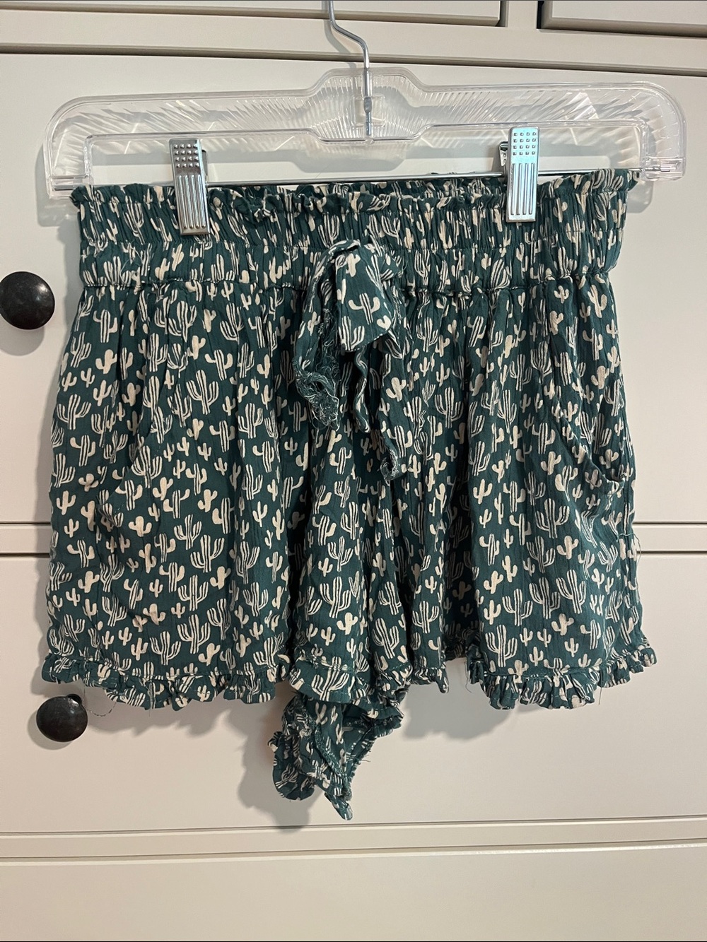 Angie Green Cactus-Print Shorts